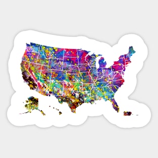 Map of USA Sticker